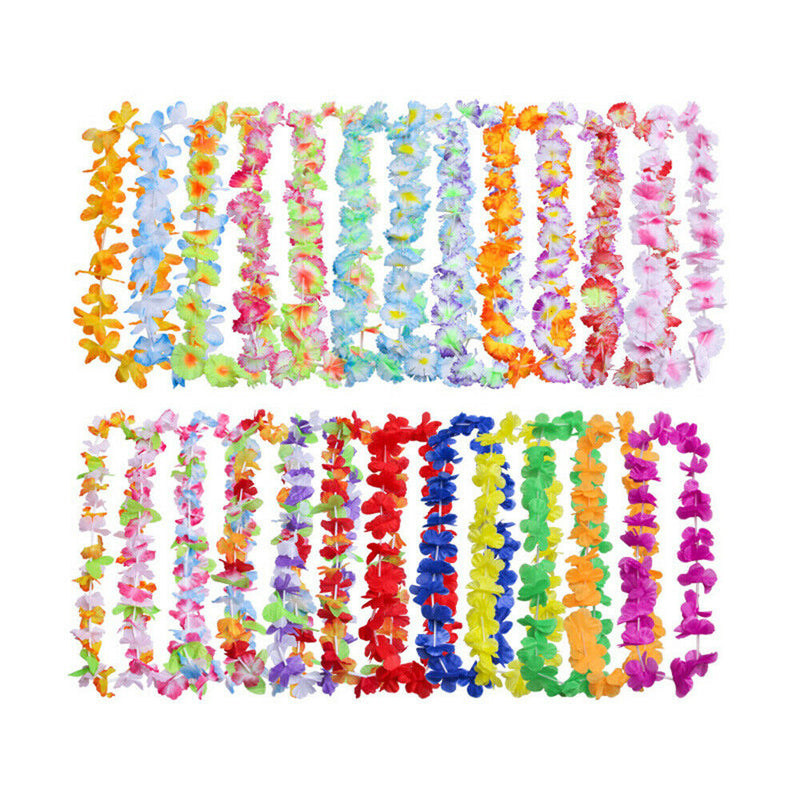 36Pcs Hawaiian Garland Hula Lei Flower Leaves Necklace Tropical Beach Luau Decor