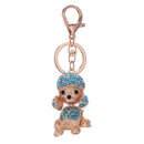 Poodle Dog Rhinestone Crystal Keyring Charm Pendant blue C5E5