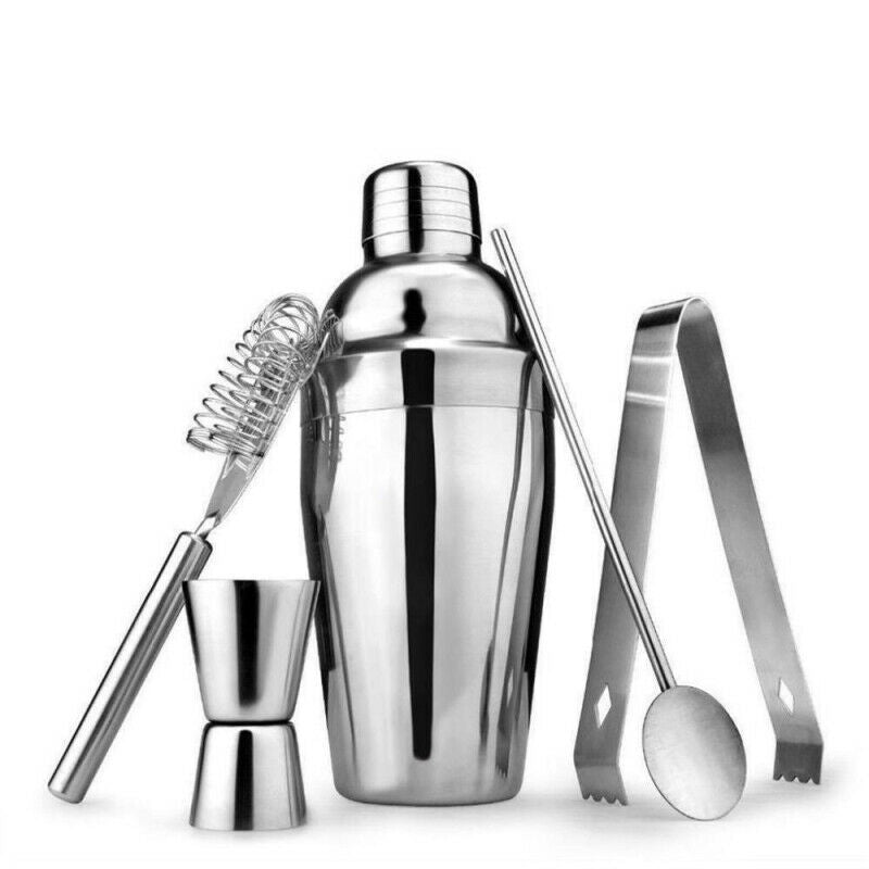 5PCS 750ML Stainless Steel Cocktail Jigger Mixer Bar Drink Shaker Bartender Kit