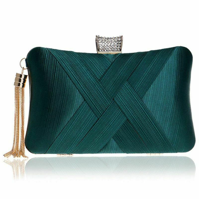 Women's Evening Clutches Bags Silk Satin Party Handbags Bridal Wedding Prom V6K4