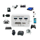 Aluminum 3 Port USB 3.0 Hub MS SD M2 TF Multi-In-1 Memory Card Reader Adapter
