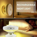 2x Motion Sensor Night Light, Detachable Magnet Base, USB Rechargeable LED,