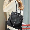 Simple Women Zipper Backpack Shoulder Bag PU Leather Casual Small Schoolbag