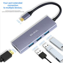 Aluminum Alloy Type-C HUB 4K HDMI 3 USB 3.0 4 in 1 Adapter for Laptop PC