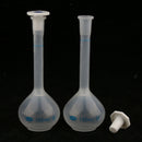 2Pcs Lab 100ml Plastic Clear Long Neck Volumetric Measuring Flask w/ Stopper