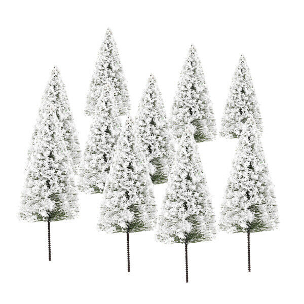 10pcs White Scenery Landscape Cedar Trees for Winter Snow Tree Layout 10cm