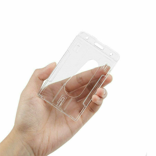 2 -Pack ID Badge Holder Hard Plastic Card Holders Vertical