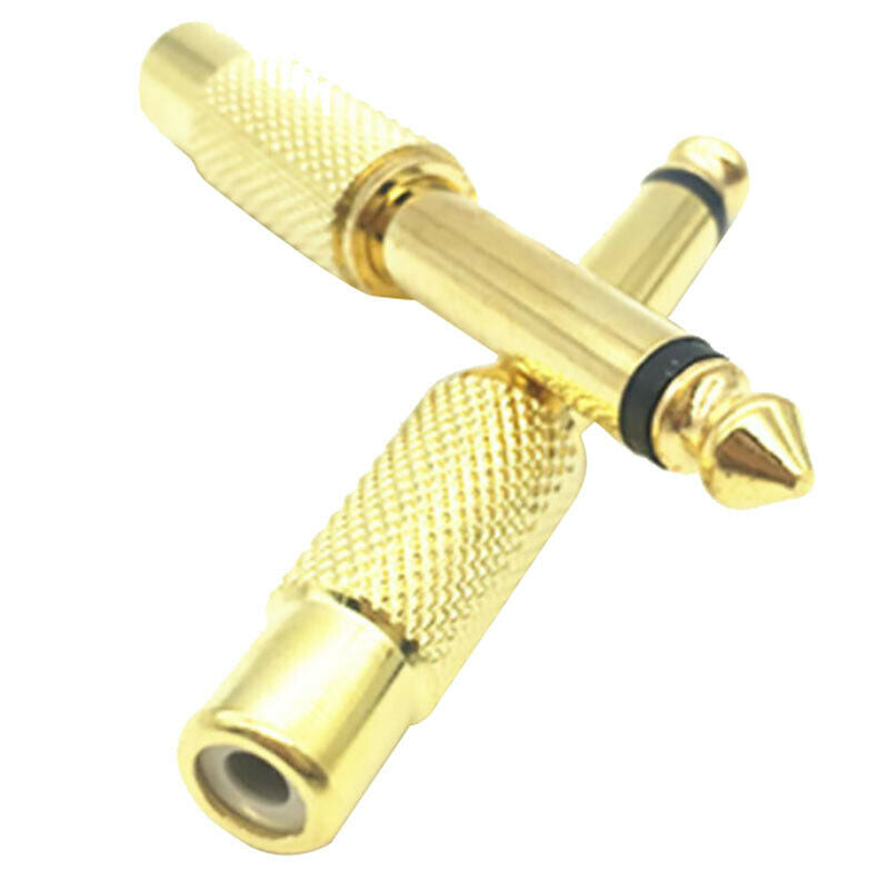 2X 6.35Mm 1/4" Mono Male Jack To Rca Female Plug Audio Adapter Cable Converte ES
