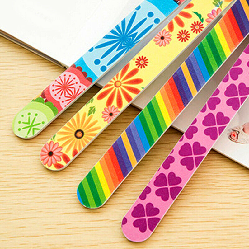 HOT Set of 5 Colorful Floral Prints Nail Files Double Sideds Durable Nail Art