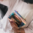 Women PVC+PU Chain Bag Transparent Clear Tote Shoulder Crossbody Handbag Ba