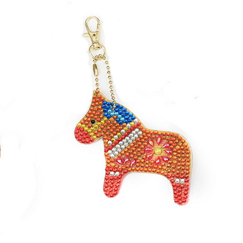 5X Crystal Rhinestone Horse Pendant Car Keyring Bag Keychain Key Ring Chain Gift