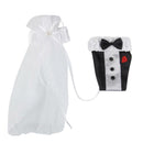 2pcs Bride & Groom Wedding Wine Glass Veil Champagne Flute Glass Cover Decor
