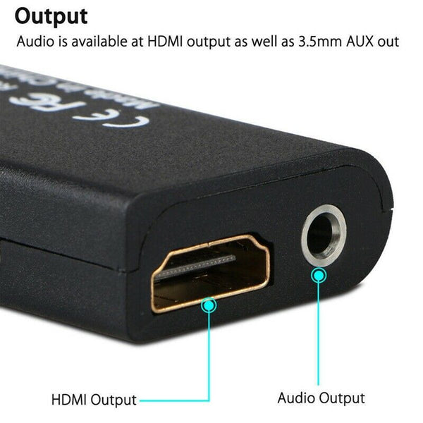 PS2 to HDMI Video Converter AV Adapter w/ 3.5mm Audio Output for HDTV Monit B5Z1