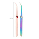 2 in 1 Colorful Stainless Steel Nail Shaping Tweezers For UV Gel Tips C Cur I9H1