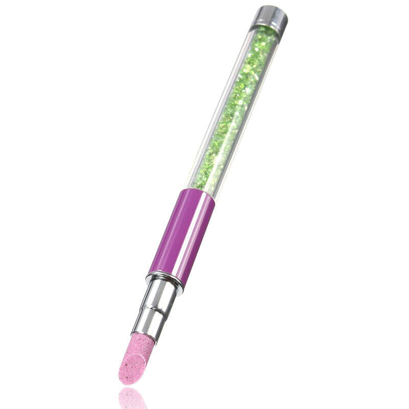 Fashion Manicure Nail Pusher Pens Alloy Diamond Body Quartz Stone Main Scru O4E1