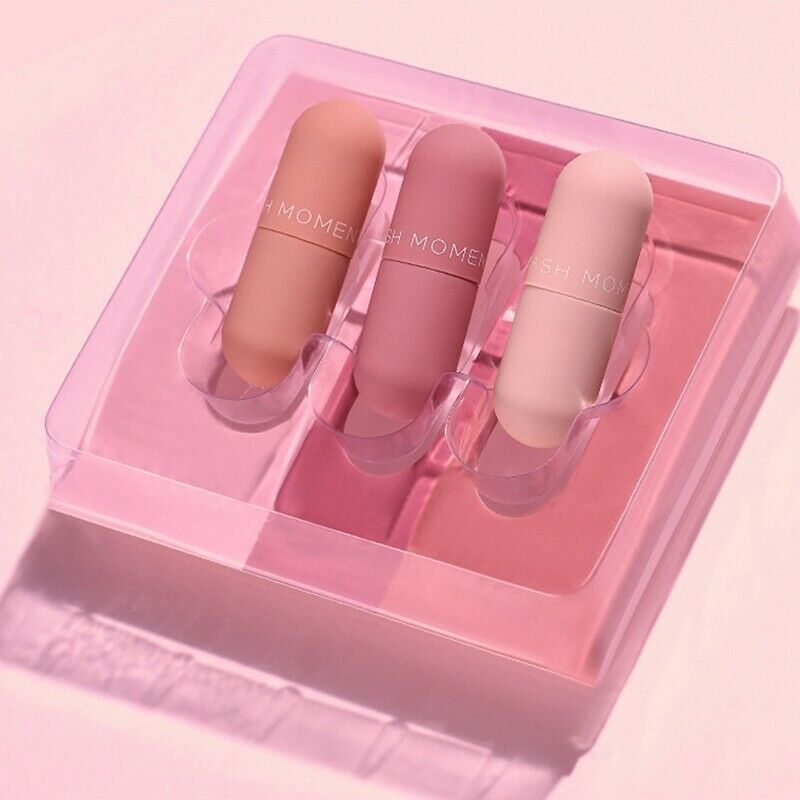 Pudaier Mini Capsule Lip Glaze Mirror Matt Velvet Triple Lip Glaze Set with O4H9