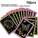 10 Pcs Stick Paper Scratch Painting Craft Drawing Art Colorful Kids Magic