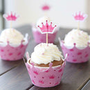 24pcs Princess Crown Cupcake Wrapper Topper Picks Baby Girl Birthday Party