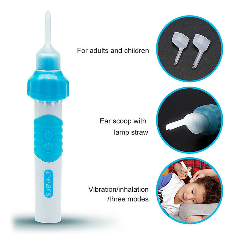 Electric Vacuum Ear Wax Remover Safe Ear Cleaning Tool Kit with LED Light