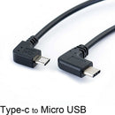 Left Angle 90 Degree Micro USB to Type-c Cable Converter OTG Adapter Data Co RES