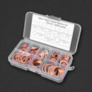 120pcs Assorted Copper Washer Set Flat Ring Seal Assortment Kit with Box