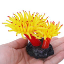 Concrete Base Silicone Coral Anemone Aquarium Plant Decoration, Yellow K9P9