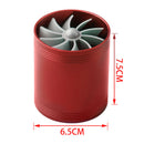 F1-Z Car Air Intake Double Turbine Refit Turbo Gas Fuel Oil Saver Fan (Red)
