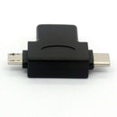 USB 3.0 Female to Micro-USB 5 Pin Male and Type C (USB C) Male Adapter Conn