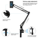 Adjustable Bed Tablet Stand Long Arm Aluminum Stand Universal Rotating Desktop