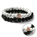 Women Men Couples Bangles Volcanic Stone Party Stone Beads Trendy Alloy