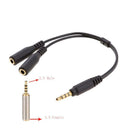 2.5mm Male To 3.5mm Dual Female Adapters Y Splitter Mic And Audios Cables
