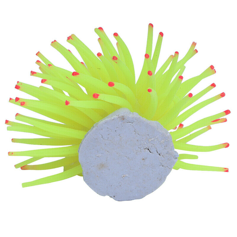 Artificial coral Green Fluorescent 9 cm Plastic Aquarium Decoration G4C8