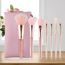 Zoreya 7Pcs Makeup Brushes Pink Cosmetic Brush Set With Leather Bag Powder