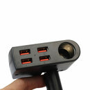 New Black 4 Usb Supply Charger + Car Cigarette Lighter Extender Splitter Ca