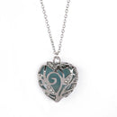 Hollow Heart Pendant Necklace Luminous Clavicle Chain Jewelry Gift (Blue) A