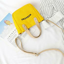 Letter Print Shoulder Satchel Handbags Canvas Women Crossbody Bags (Yellow) A