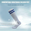 Child Sport Football Soccer Over Knee Kid Long Sock (White + Blue Stripe) A