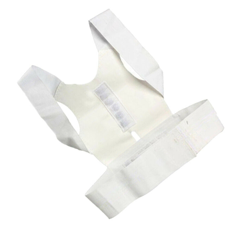Adjustable Back Shoulder Support Brace Posture Corrector - White XL