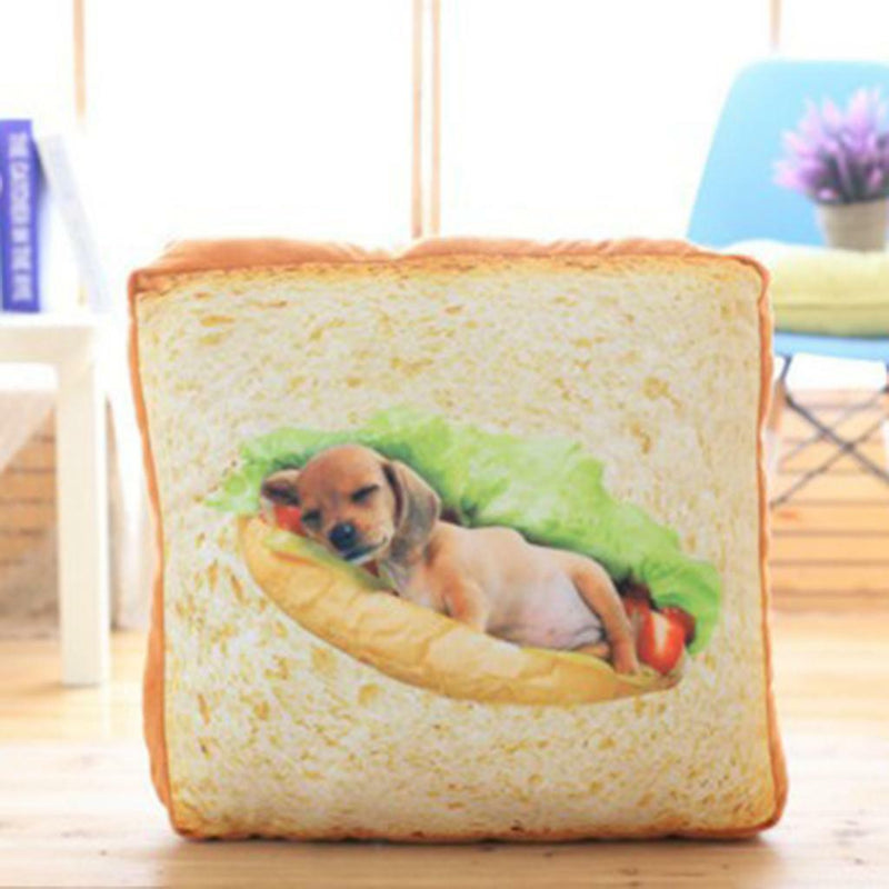 Zipped Toast Cushion Pad Cat Kitten Puppy Bread Bed Sleeping Mat Pillow