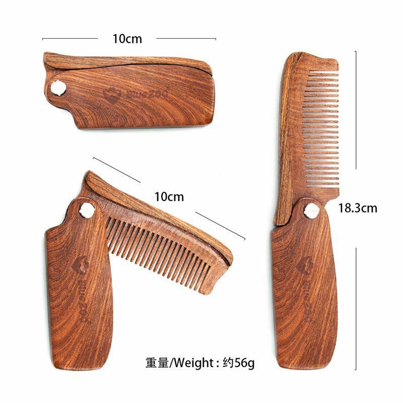 Blue Zoo Wooden Folding Beard Comb Pocket Size Moustache Hair Combs Anti-st F6W4