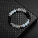white crystal stone excellent jewelry black matte agate energy stone bracelet  Z