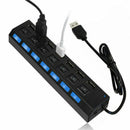 Powered Independent 7-Port USB 3.0 High Speed Extension Charger Adapter Switch