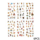 6 Sheets PVC Flowers Stickers Cartoon Cat DIY Stickers Decor Stationery Sti U0H3