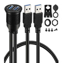 Car Usb3.0 Dual Port Extension Dashboard Panel Double New 1m Cable Waterpro W9B5
