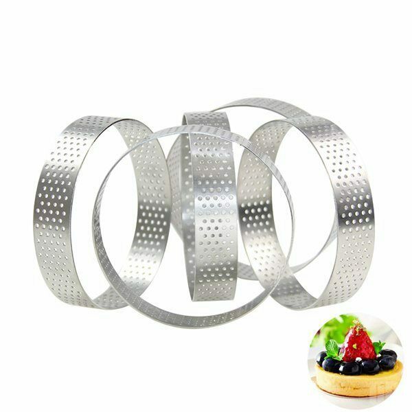 Circular Stainless Steel Porous Tart Ring Bottom Tower Pie Cake Mould Bakin L7E4