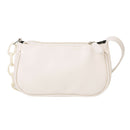 Soft PU Women Handbag Female Pure Chain Underarm Shoulder Tote Bag (White)