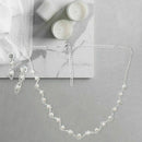 Necklace and earrings of rhinestone and pearls Artificial wedding jewelry