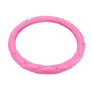 Universal Steering Wheel Cover Leather Shinny Crystal Crown Pink Girl Gift OZ