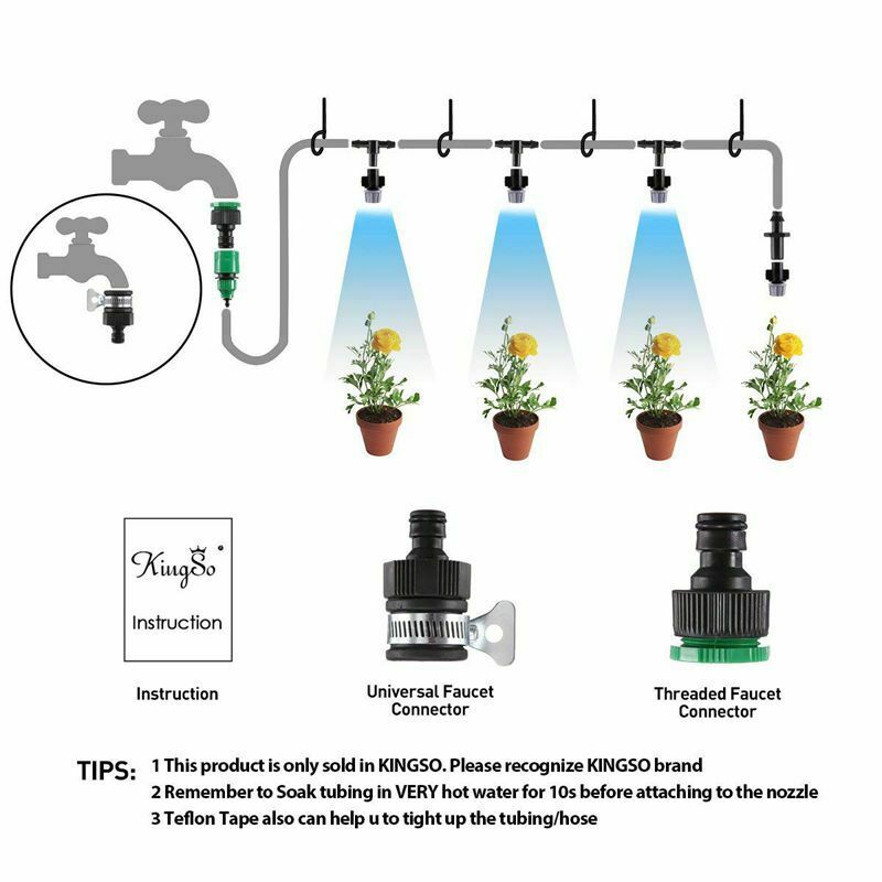 Micro-Flow Drip Watering Irrigation Adjustable Misting Kits System Self Pla
