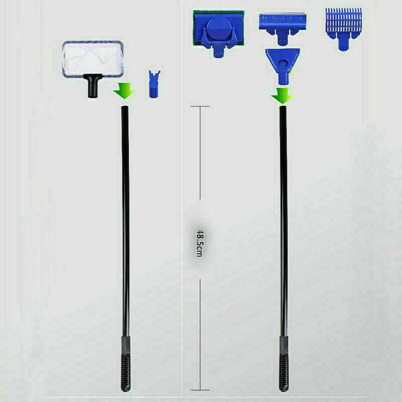 5in1 Fish Tank Aquarium Cleaning Brush Gravel Rake Sponge Net Fork Gift